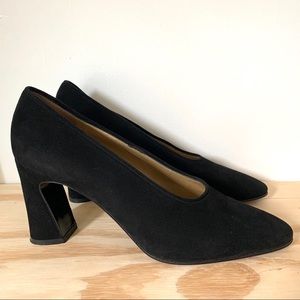 Vintage YSL Black Suede Pumps